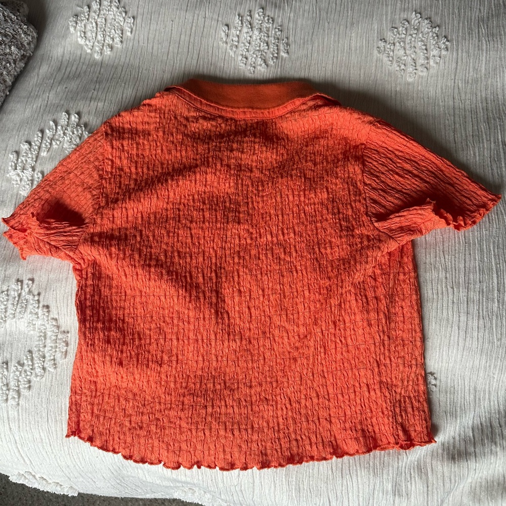 Red-orange textured button down - Picture 2 of 2